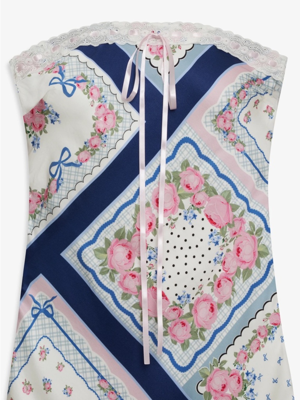 For Love & Lemons Strapless Daisy Mae Midi Scarf-Print Slip Dress - Picture 4 of 5